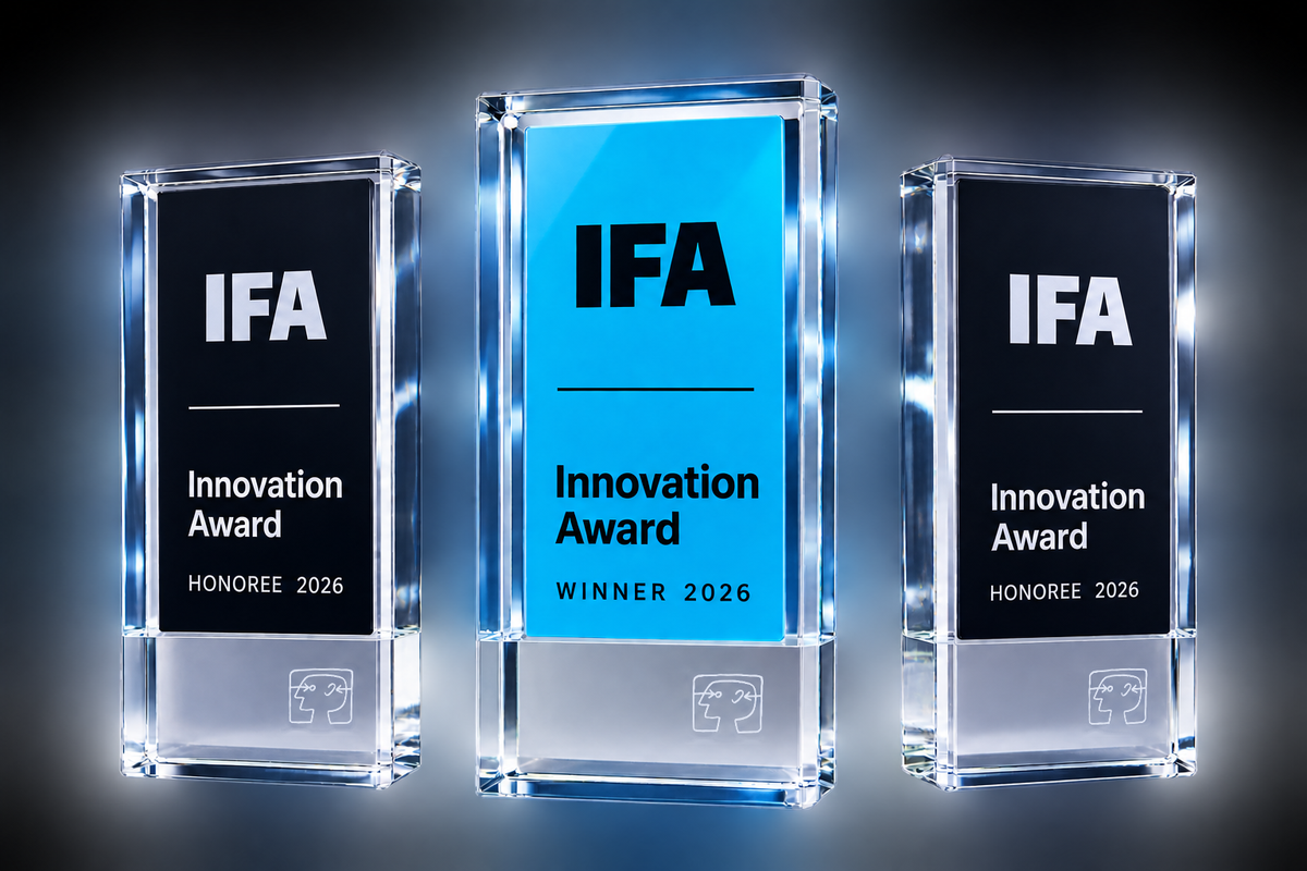 The three ESD Eagle X IFA Innovation Award trophies