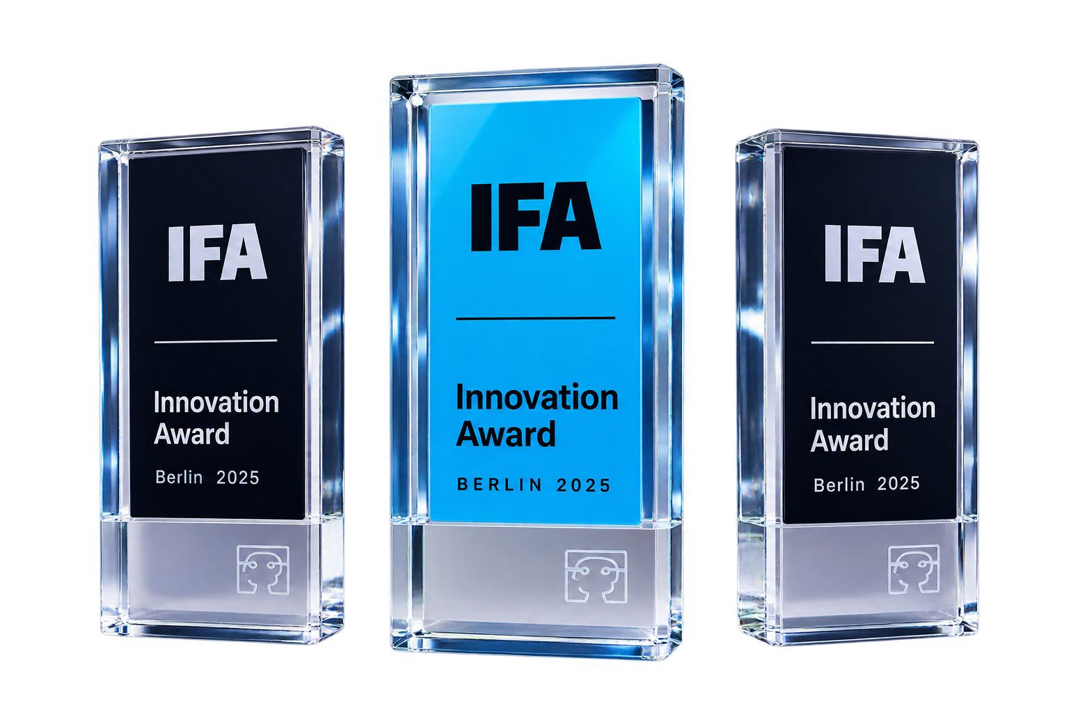The three ESD Eagle X IFA Innovation Award trophies
